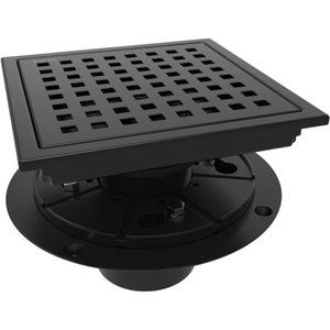 6 Inch Square Shower Floor Drain with Flange,Quadrato Pattern Grate Removable